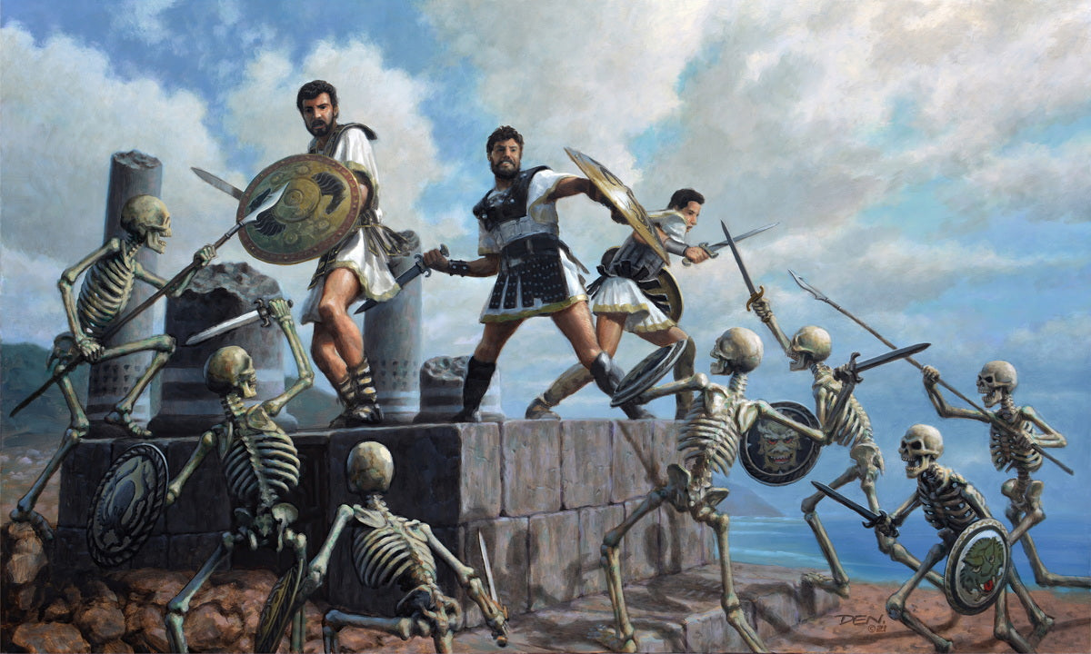 Harryhausen Homage - Jason vs Skeletons by Den Beauvais – Dens Lair Art