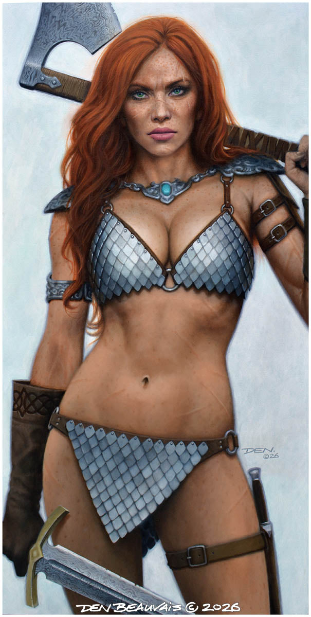 Red Sonja – Signed Canvas Giclée by Den Beauvais